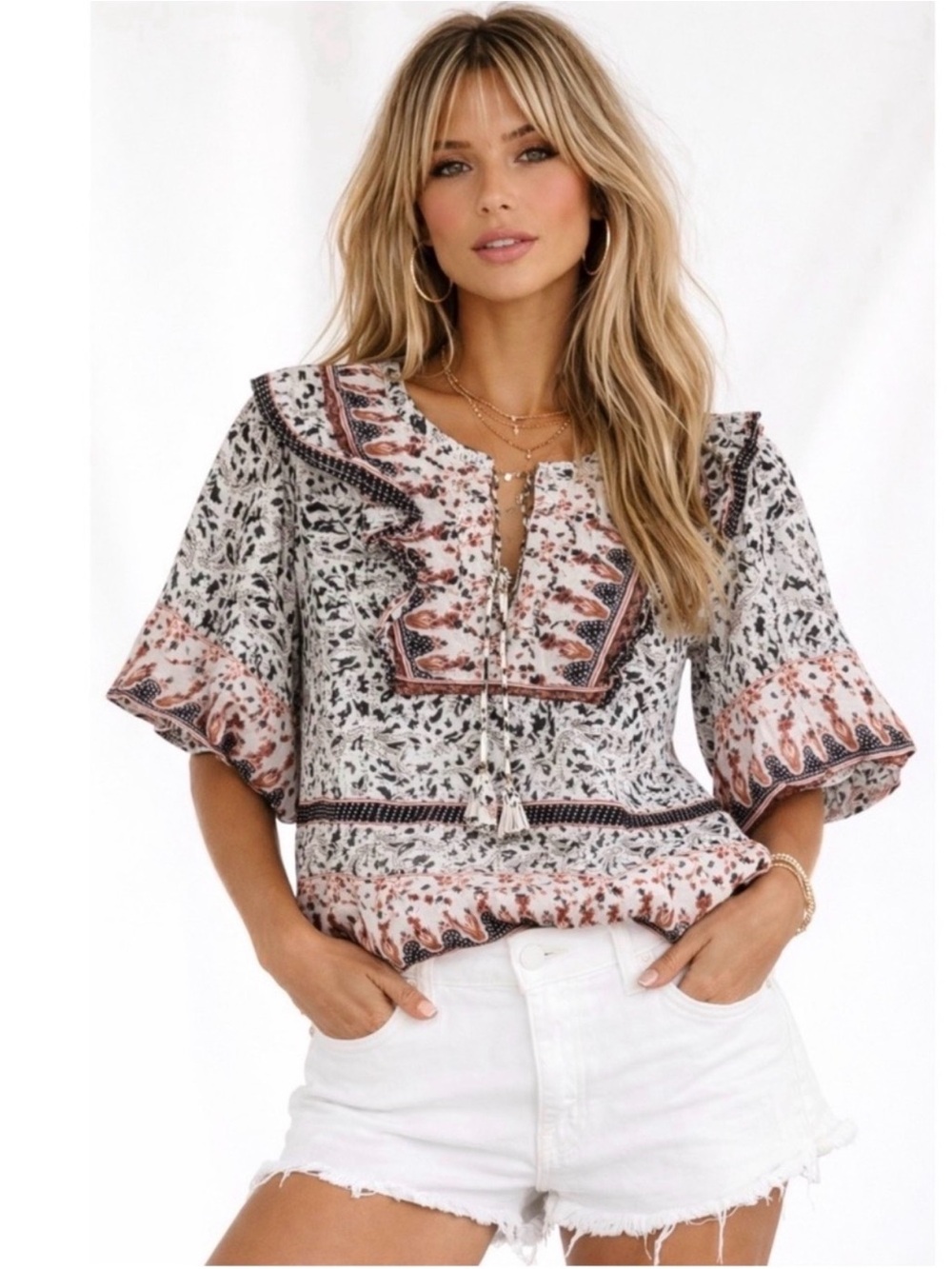 ✨NWT Calypso St Barth Bohemian Quilted Top